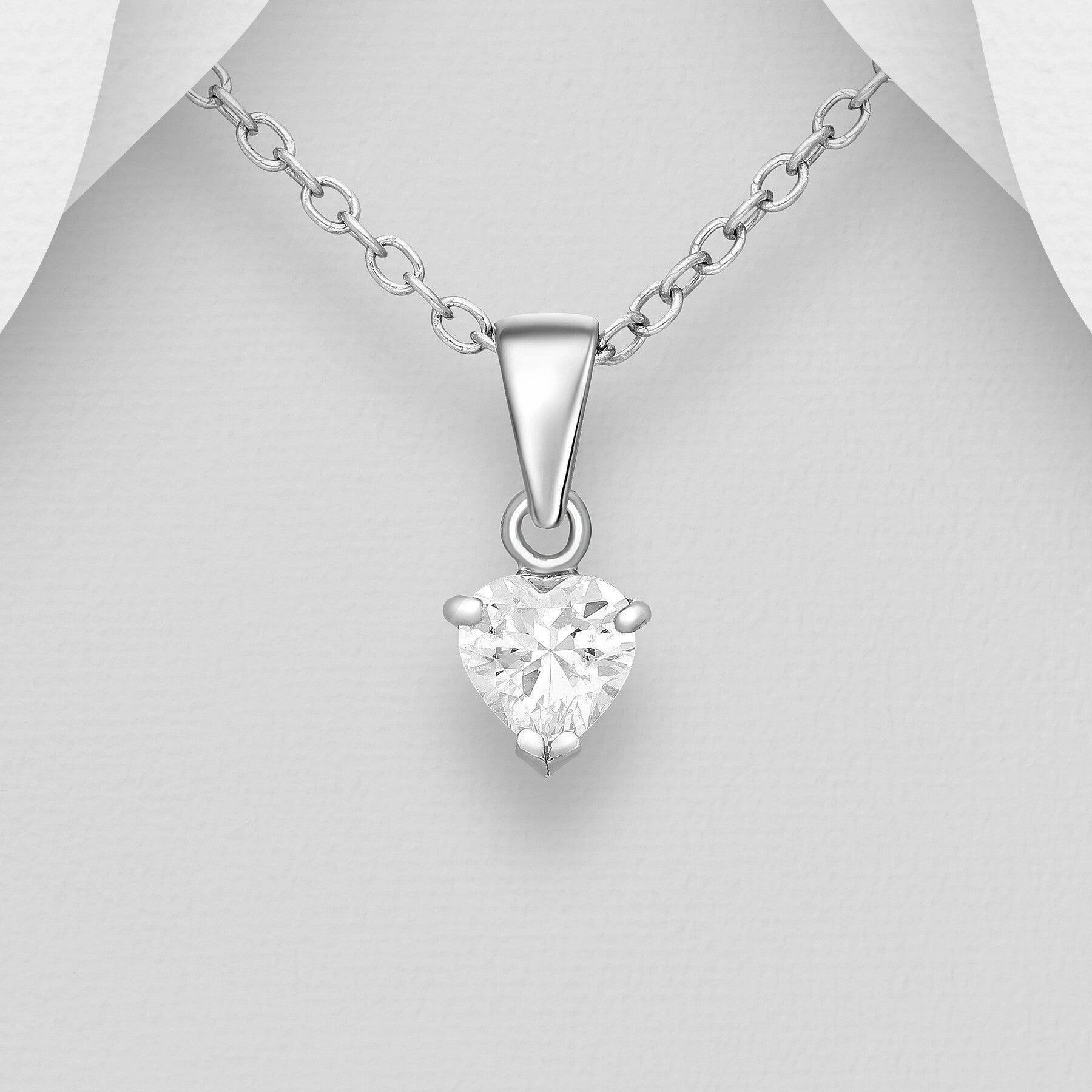 PREMIUM COLLECTION|Nelly heart silver pendant with clear stone