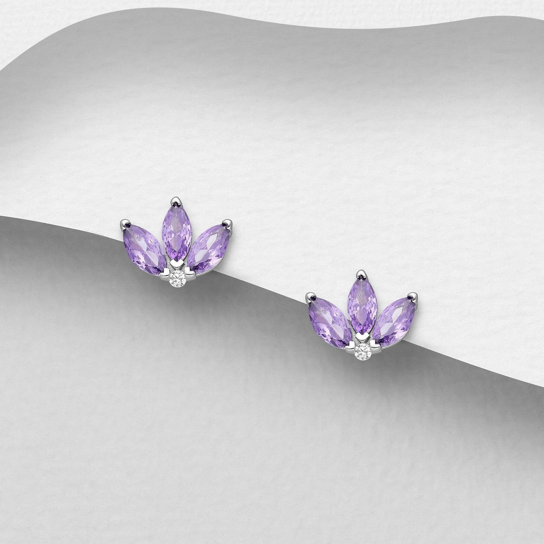 PREMIUM COLLECTION|Isabel -violetit hopeanapit kristalleilla