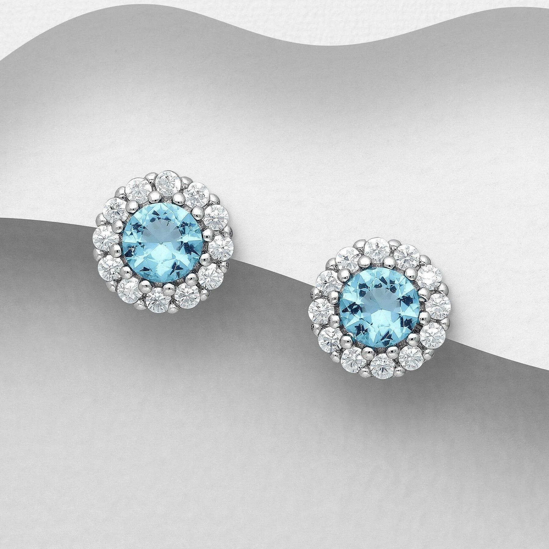 PREMIUM COLLECTION | Edith light blue silver buttons with crystals