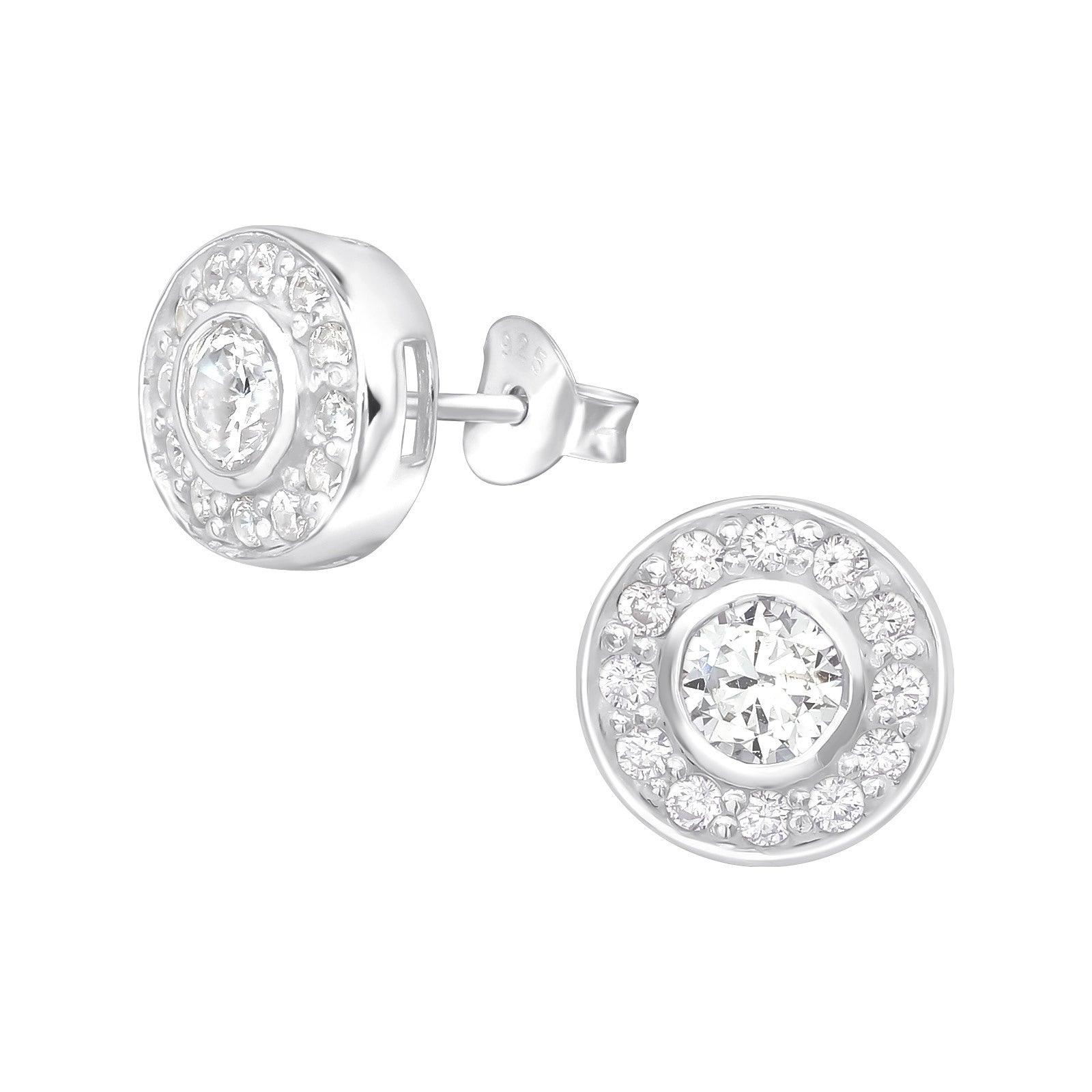 Silver buttons, Leonora round crystal buttons