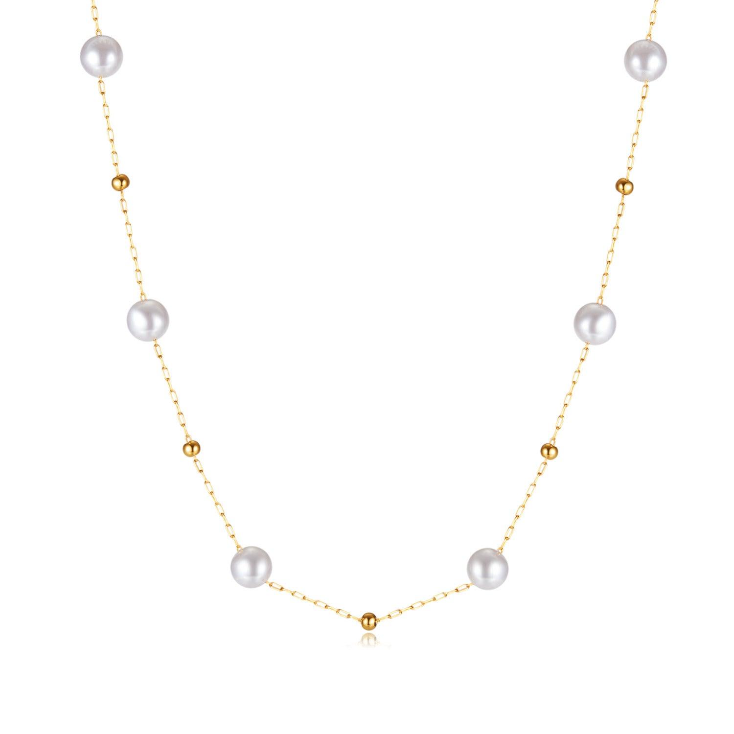 FRENCH RIVIERA|Lacey surgical steel necklace with pearl