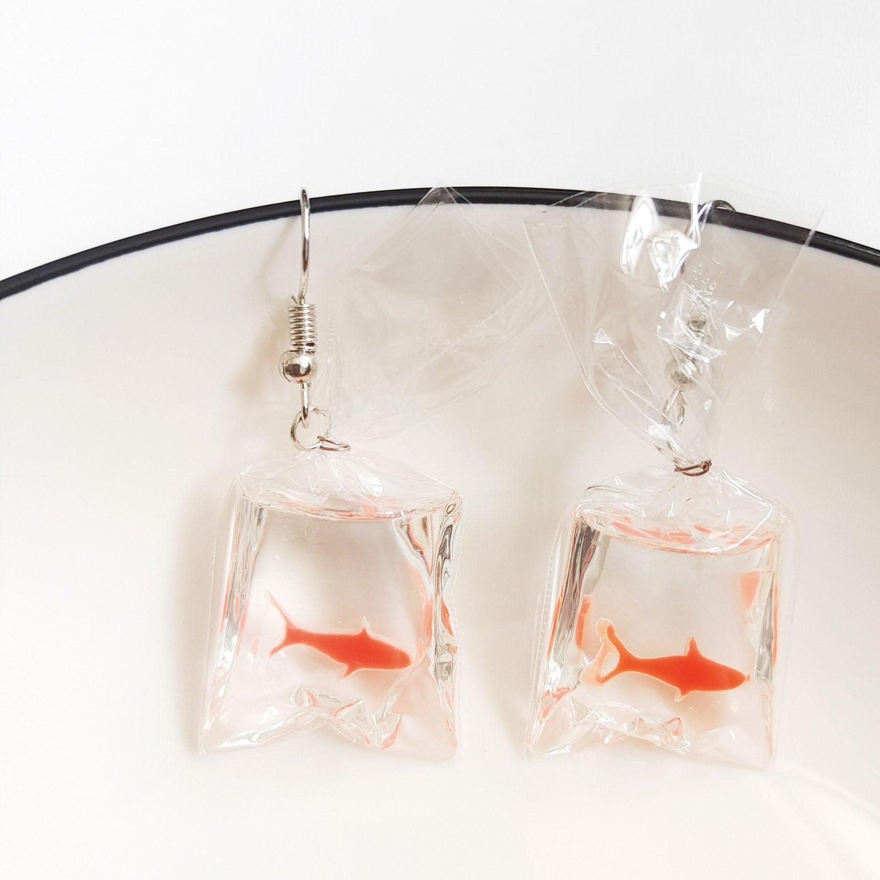 Earrings, Shark Earrings - orange shark earrings