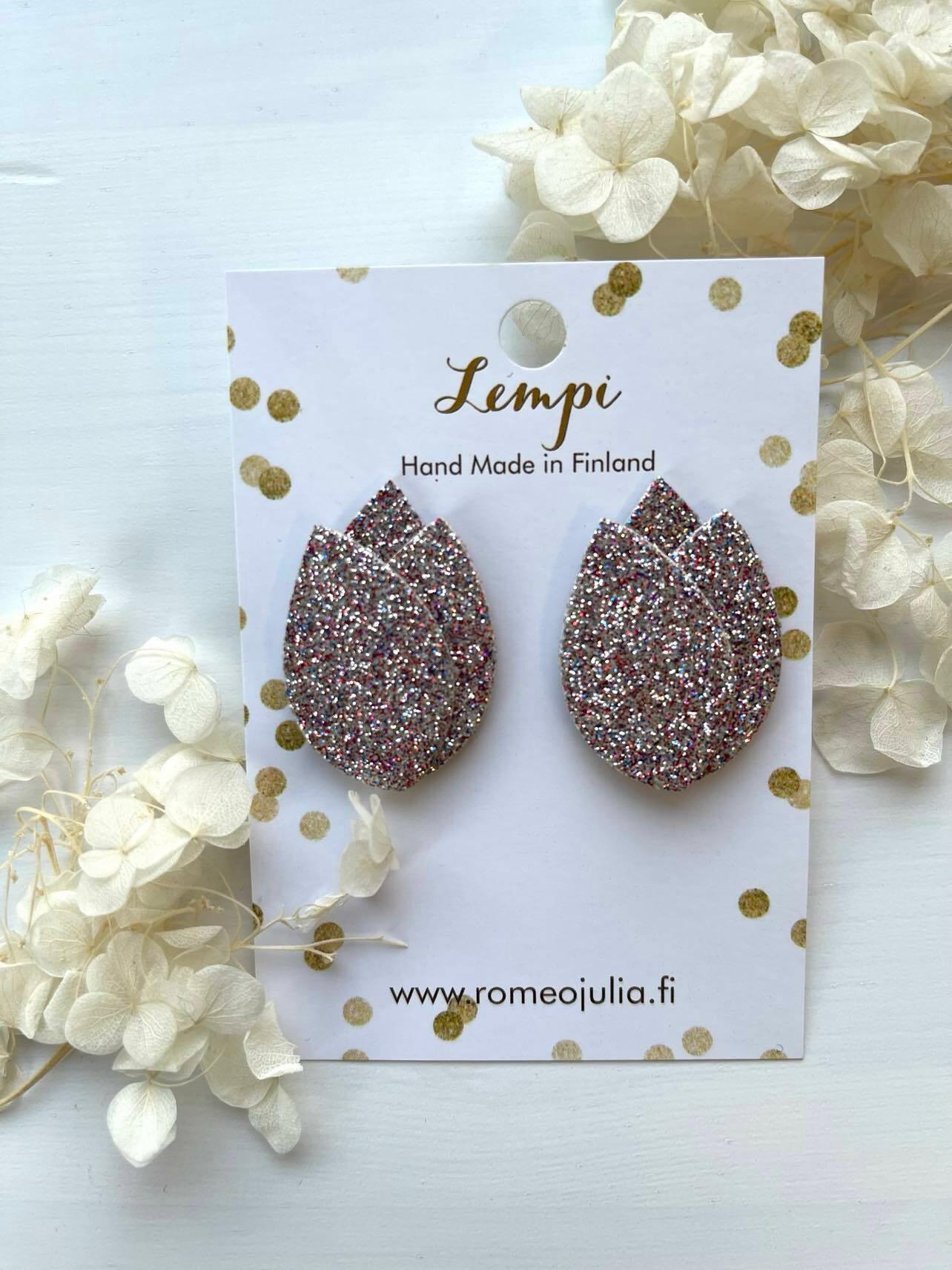 LEMPI earrings, Tulip (multicolor glitter)