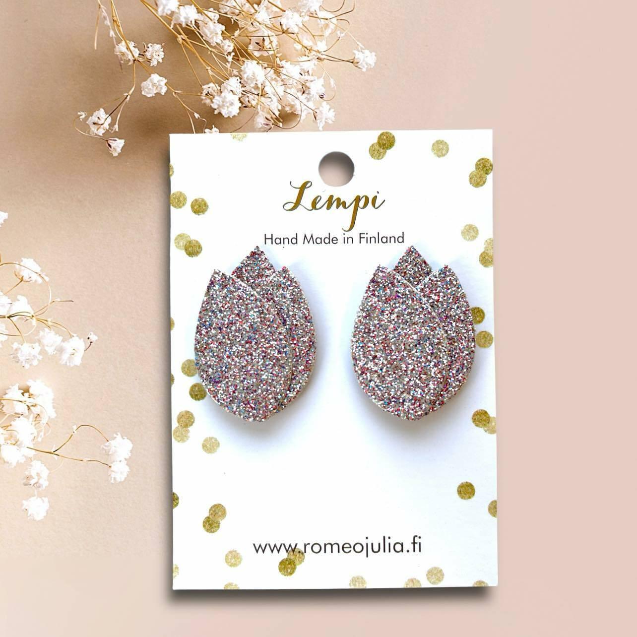 LEMPI earrings, Tulip (multicolor glitter)