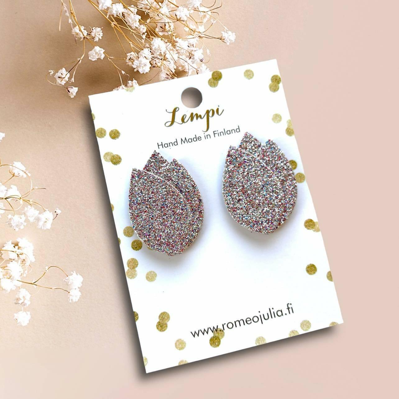 LEMPI earrings, Tulip (multicolor glitter)