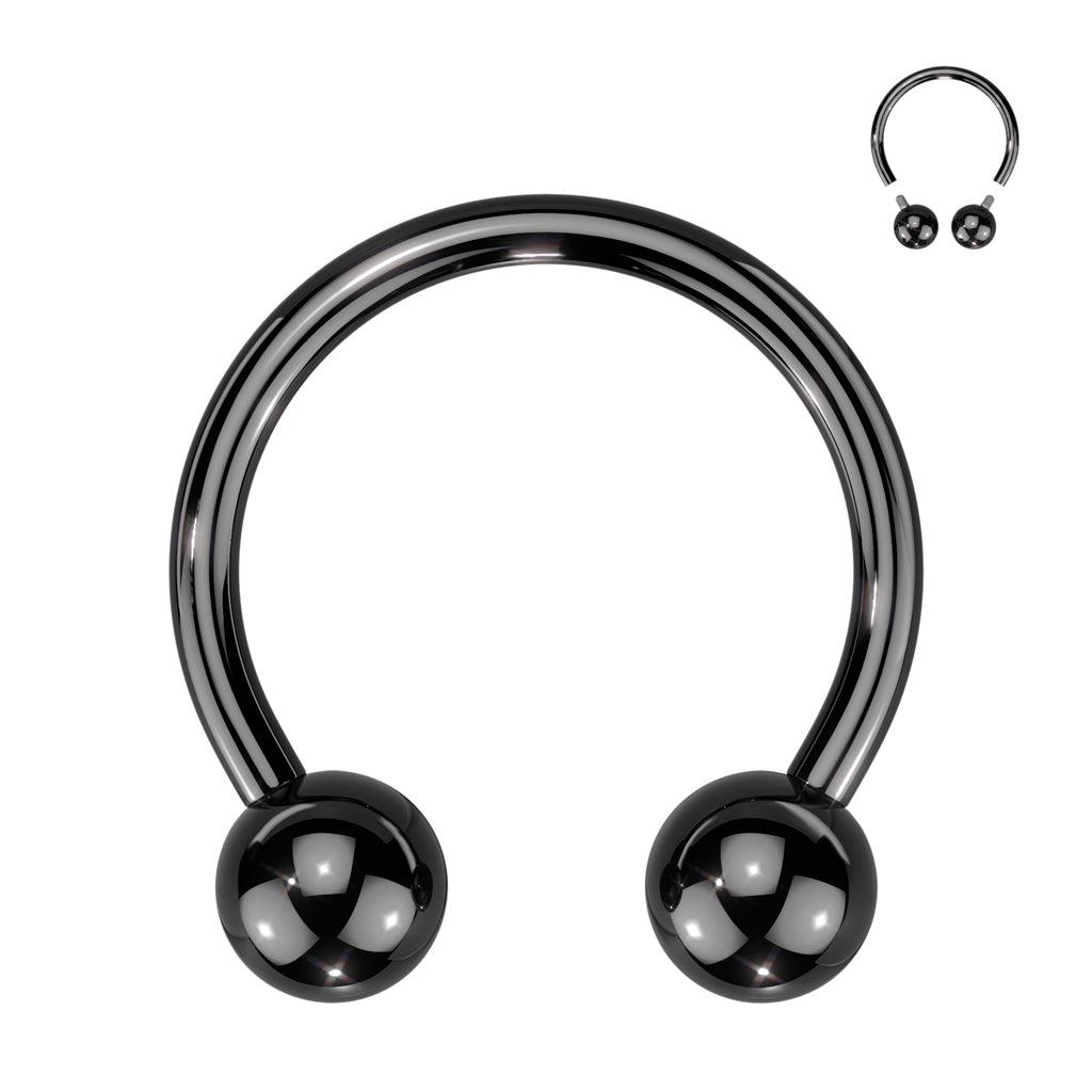 Horseshoe 1.2mm, Internally Threaded Titanium Black -3mm balls