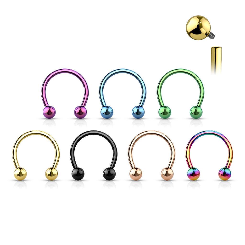 Horseshoe 1.2mm, Internally Threaded Titanium Black -4mm balls