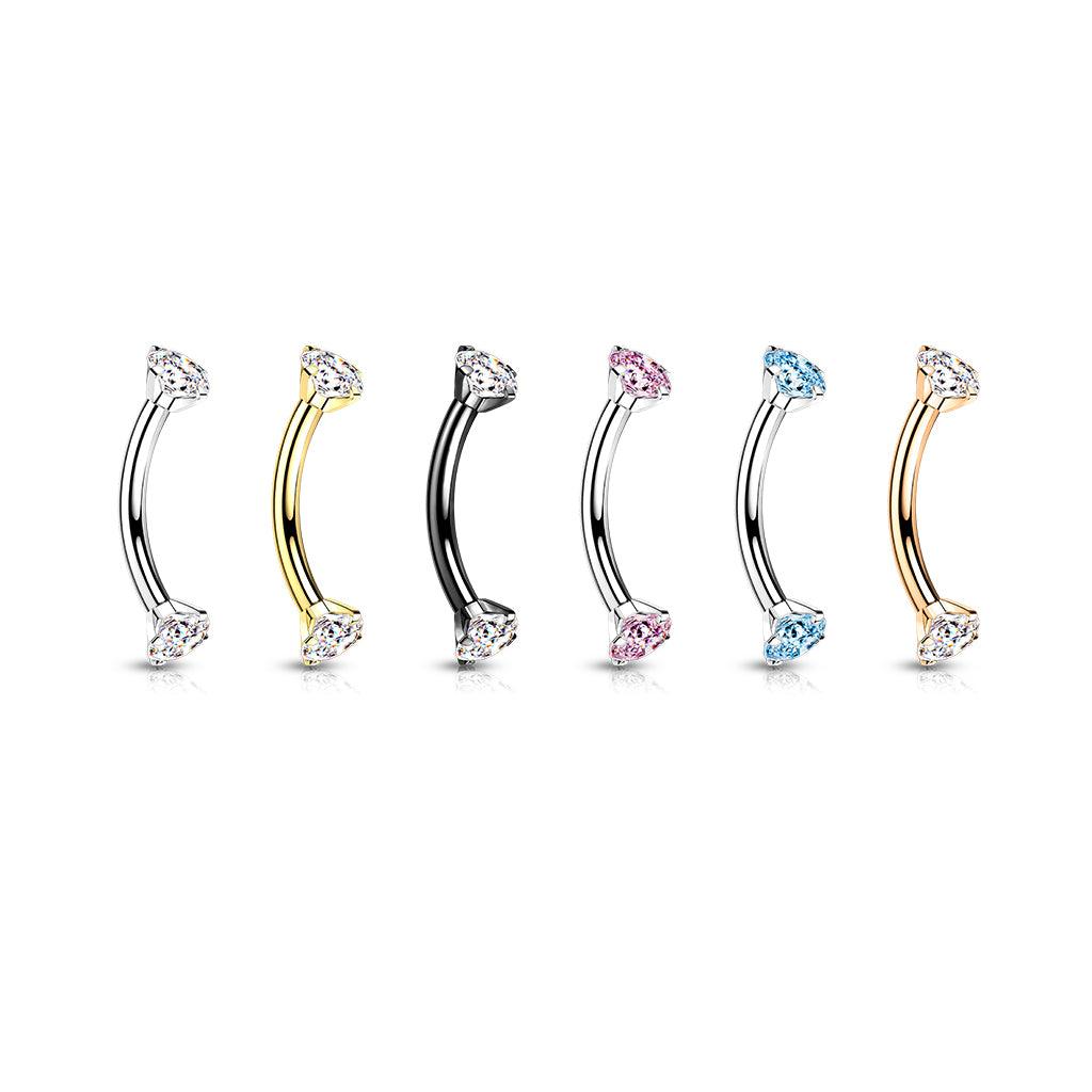 Bananabell/curved pin 1.2mm - Titanium CZ Curved Barbell in Blue