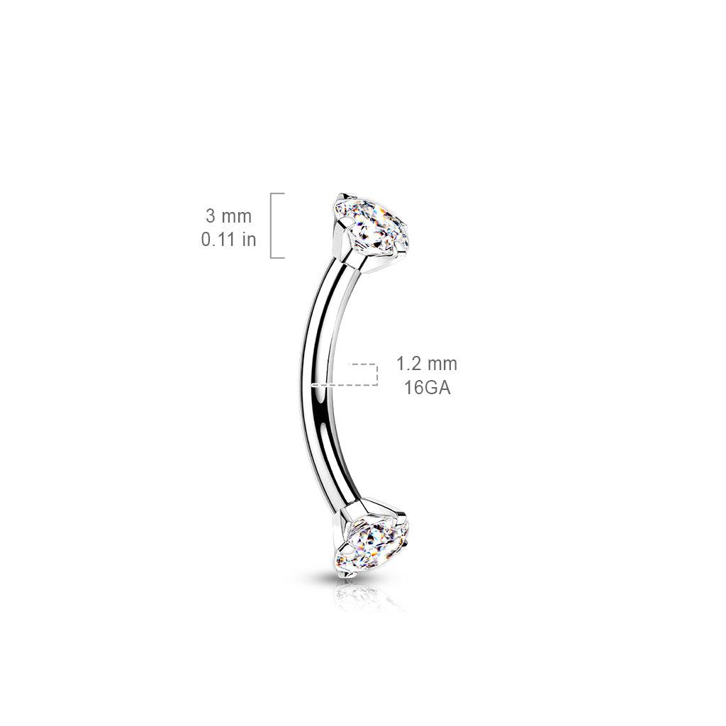 Bananabell/curved pin 1.2mm - Titanium CZ Curved Barbell in Pink