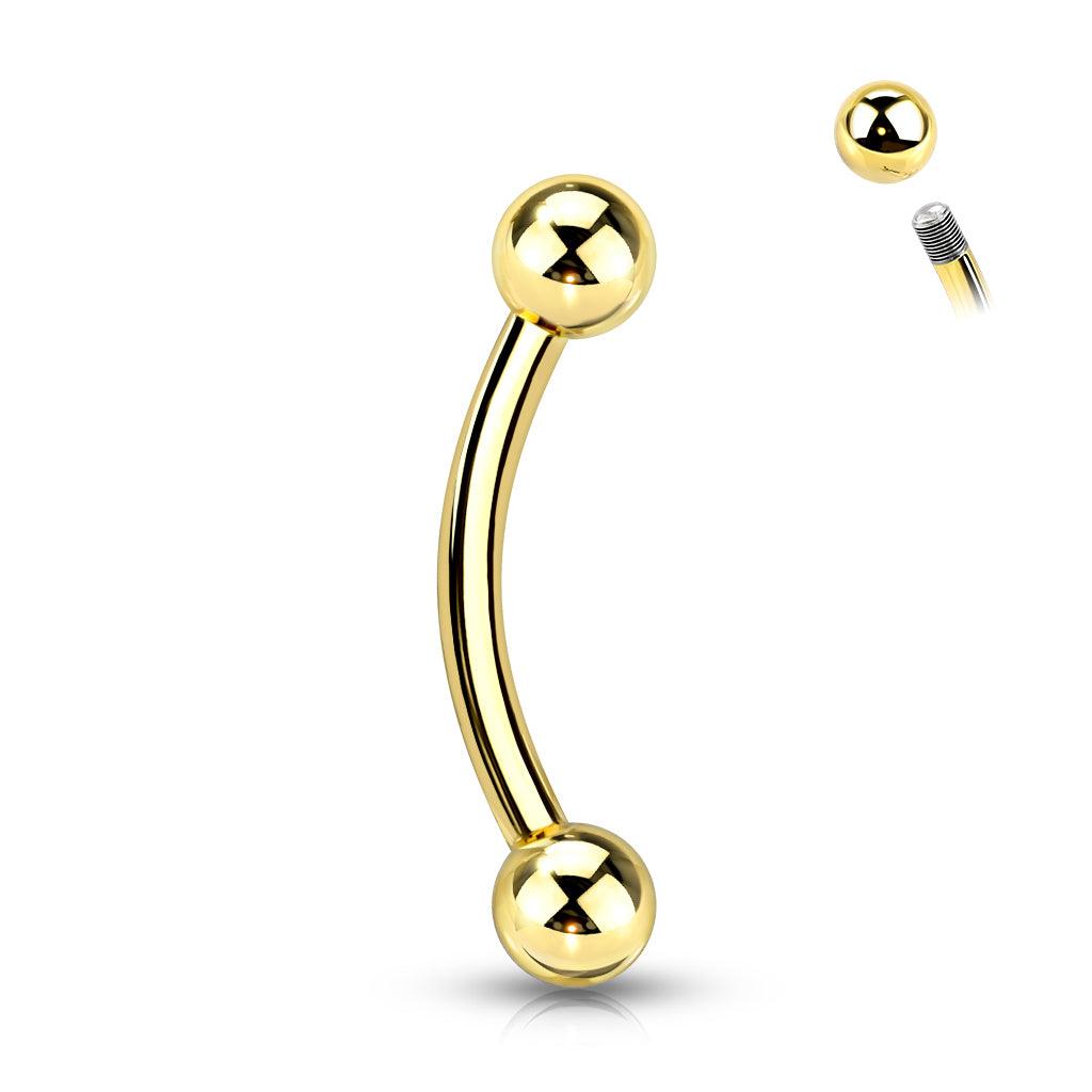 Bananabell/curved pin 1.2mm -Basic Titanium Curved Barbell in Gold