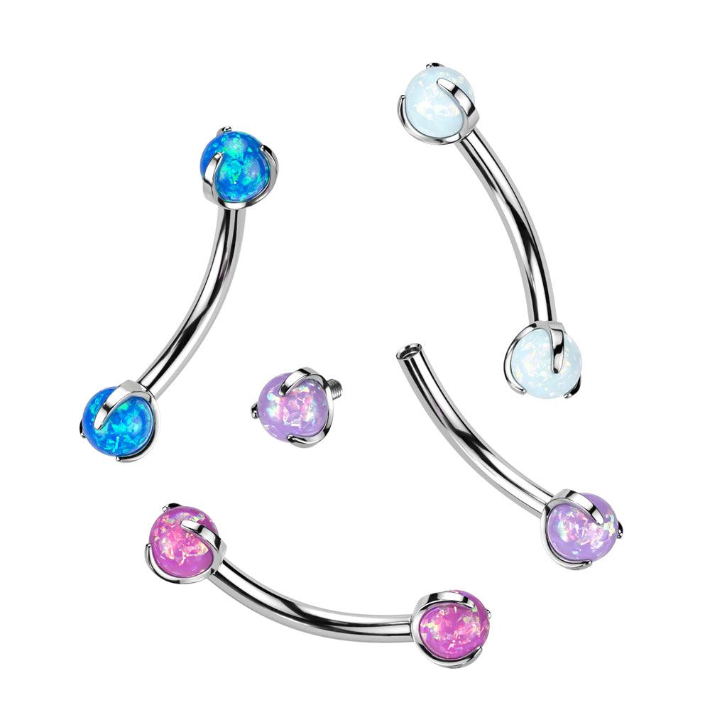 Bananabell/curved barbell 1.2mm -Titanium Opal Barbell in Blue