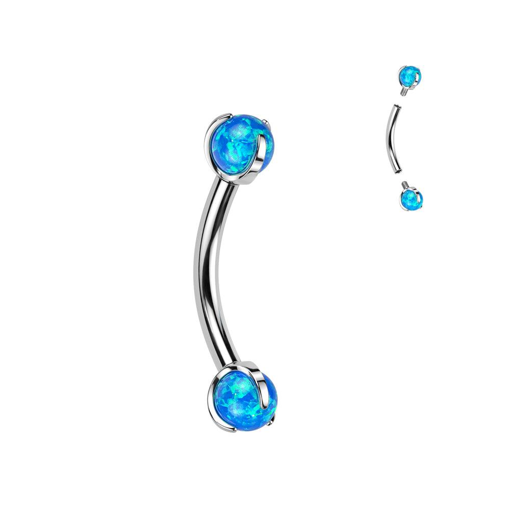 Bananabell/curved barbell 1.2mm -Titanium Opal Barbell in Blue