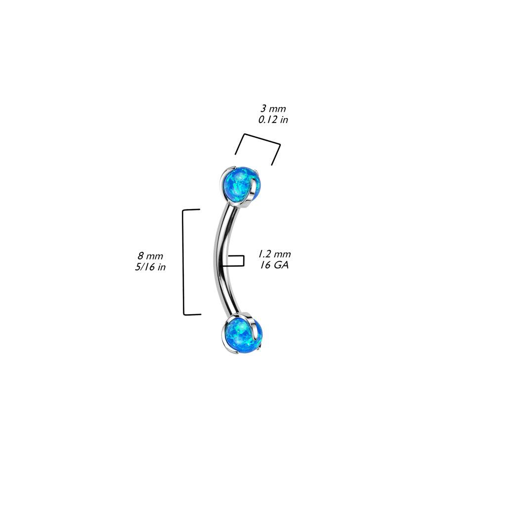Bananabell/curved barbell 1.2mm -Titanium Opal Barbell in White