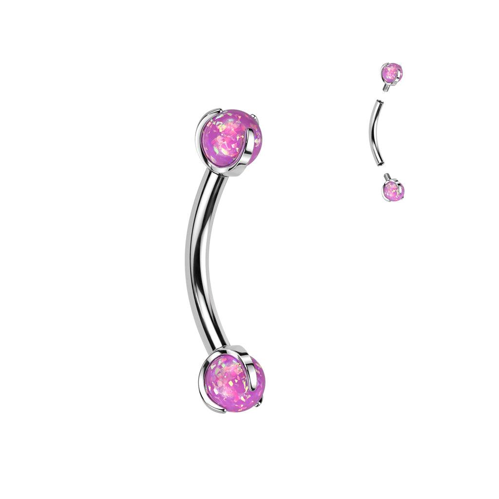 Bananabell/curved barbell 1.2mm -Titanium Opal Barbell in Pink