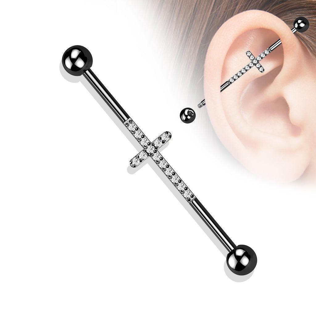 Industrial, Cross Titanium CZ in Black - titanium cross-industrial