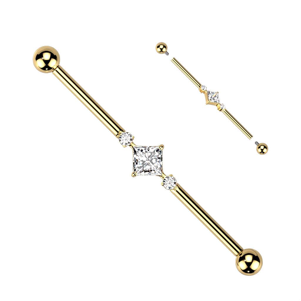 Industrial, Internally Threaded Titanium CZ in Gold