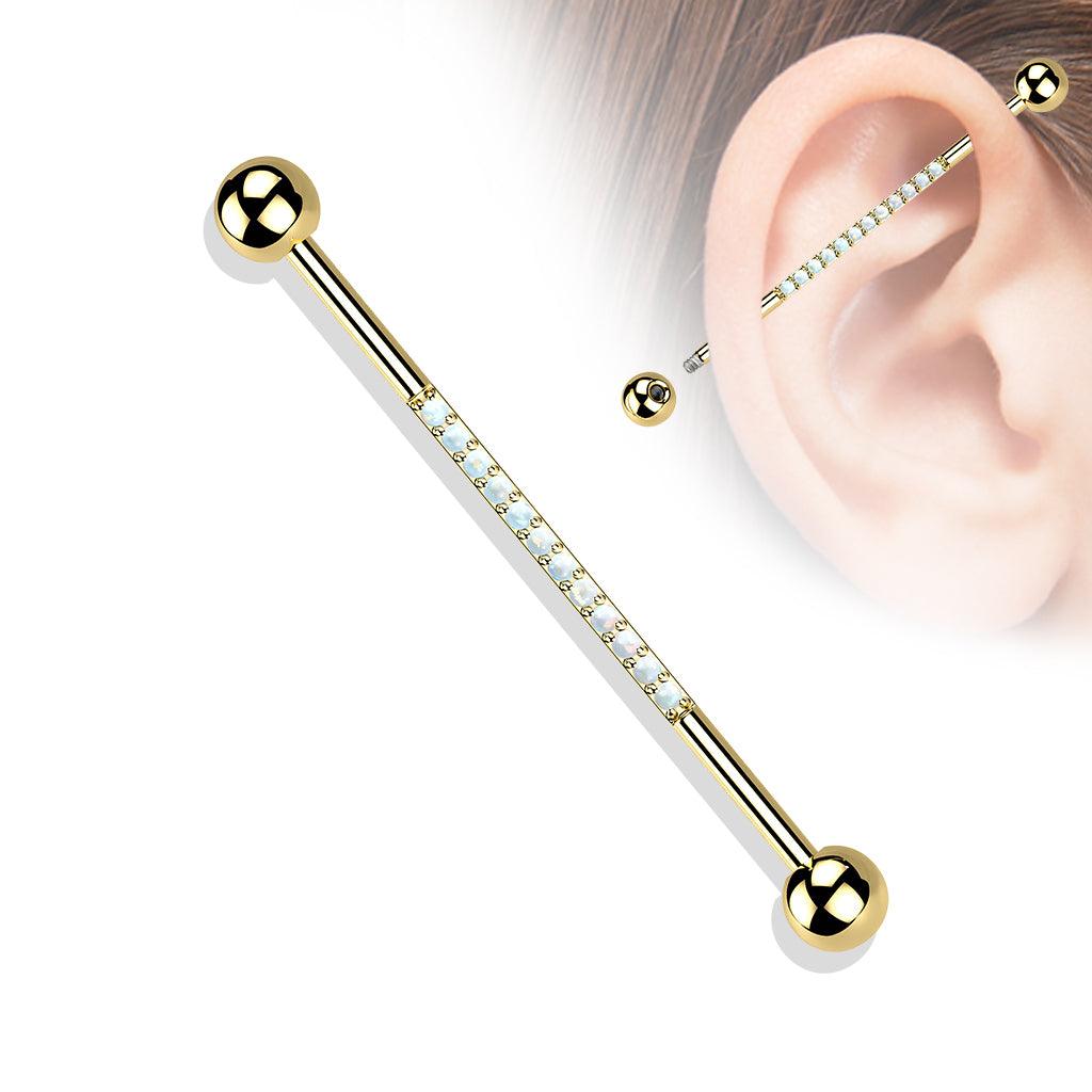 Industrial, Internally Threaded Opal &amp; Gold Titanium