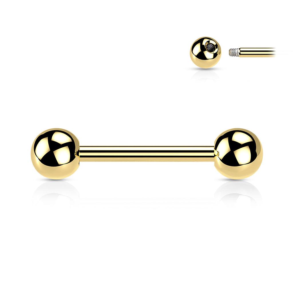 Barbell, Implant Grade Titanium Barbell in Gold