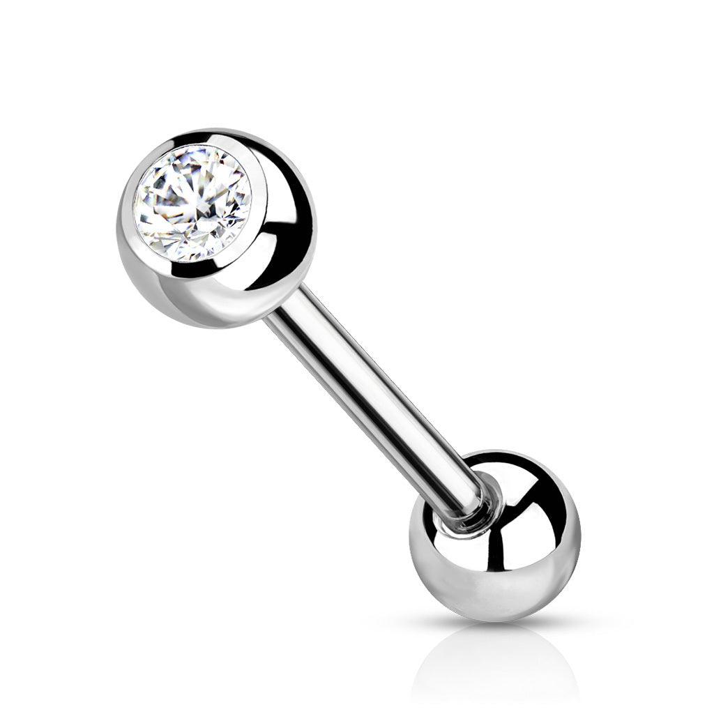 Barbell/string jewelry, Titanium Barbell With Clear CZ