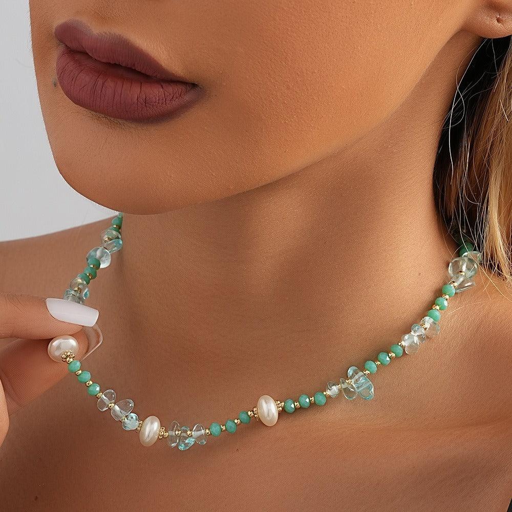 FRENCH RIVIERA|Angele Necklace - turquoise necklace with pearls