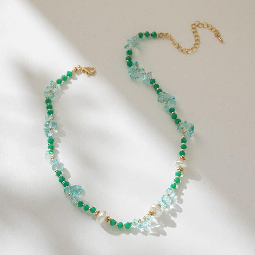 FRENCH RIVIERA|Angele Necklace - turquoise necklace with pearls