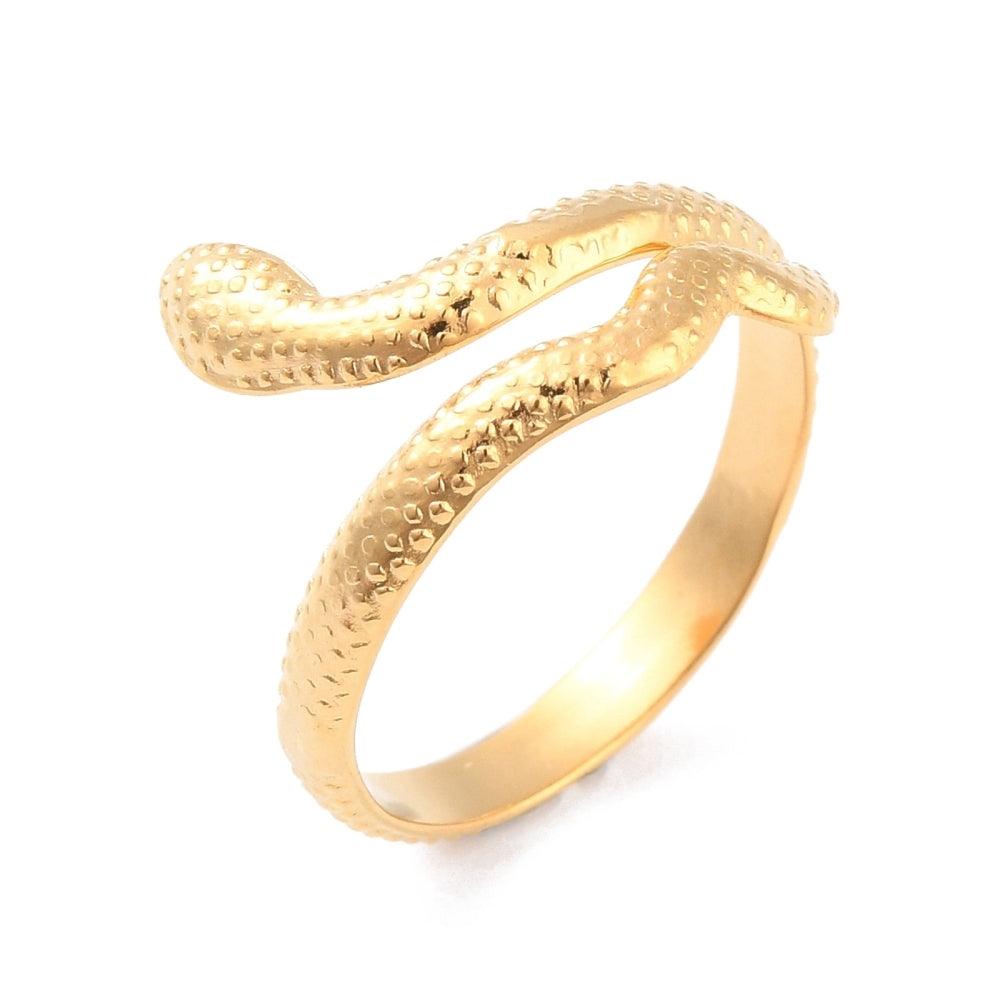 FRENCH RIVIERA|Delicate Gold Snake Ring -käärmesormus kirurginterästä