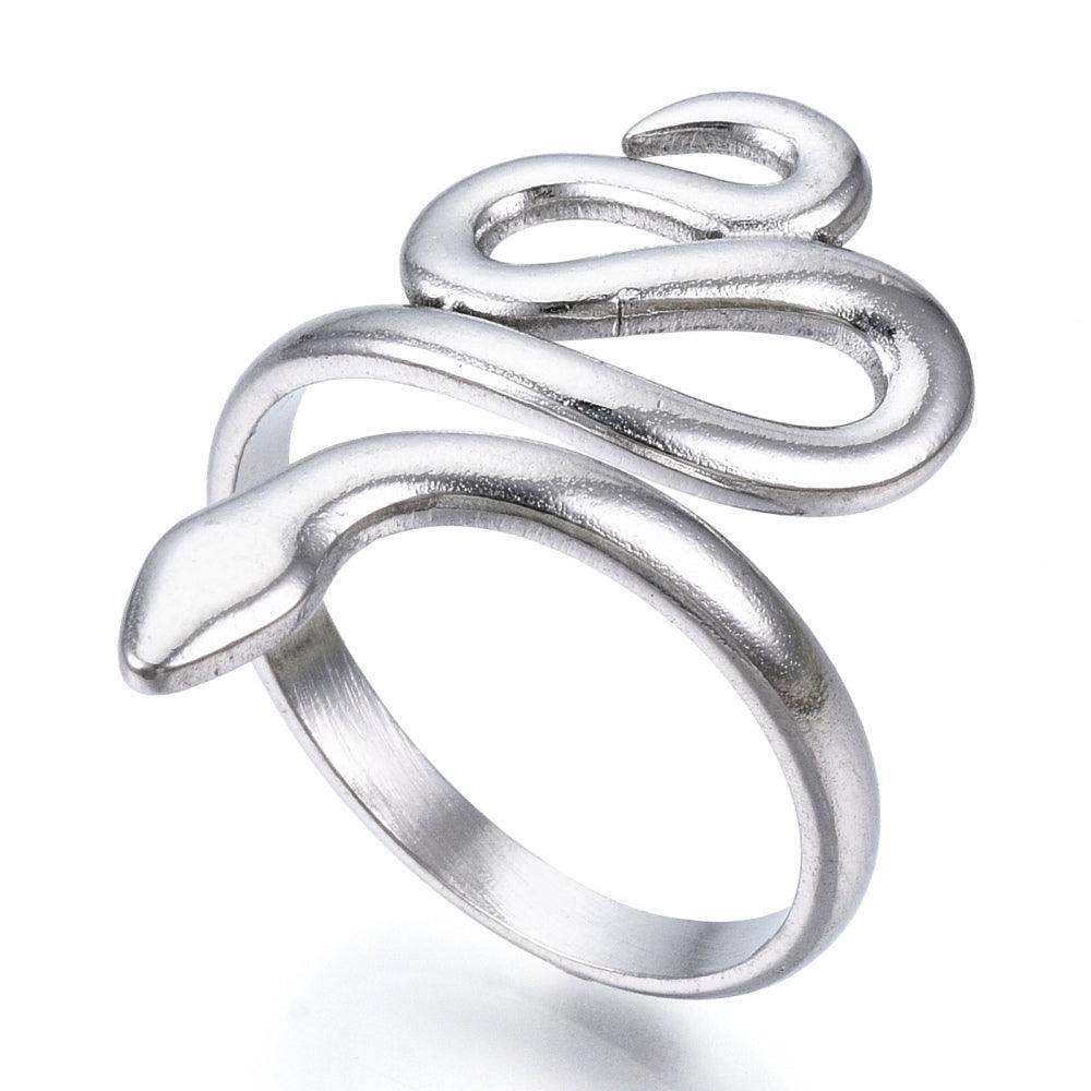 FRENCH RIVIERA|Smooth Silver Snake Ring -käärmesormus kirurginterästä