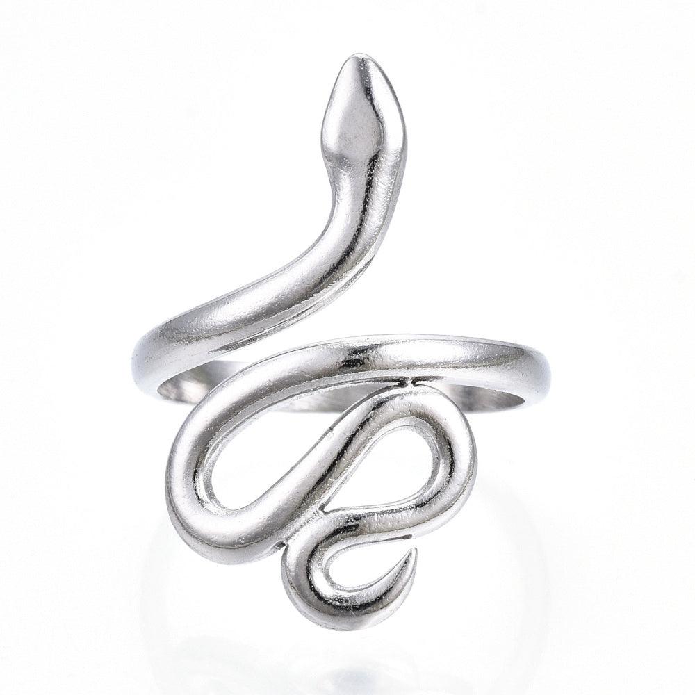 FRENCH RIVIERA|Smooth Silver Snake Ring -käärmesormus kirurginterästä