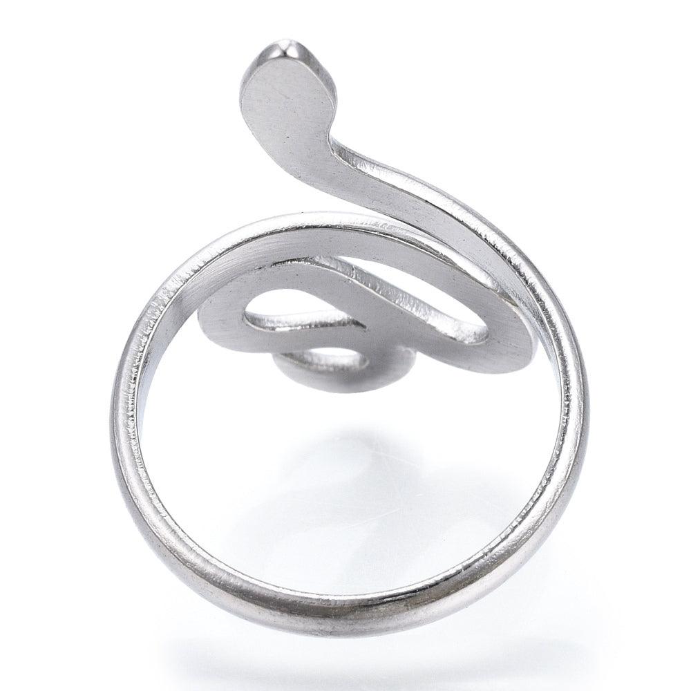 FRENCH RIVIERA|Smooth Silver Snake Ring -snake ring made of surgical steel