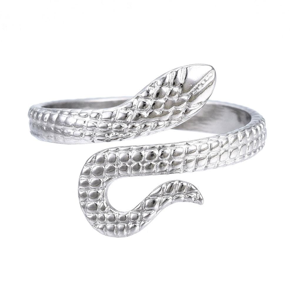 FRENCH RIVIERA|Silver Snake Ring -käärmesormus kirurginterästä