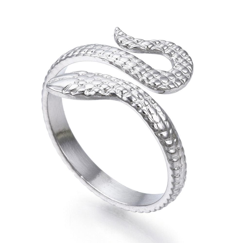 FRENCH RIVIERA|Silver Snake Ring -käärmesormus kirurginterästä