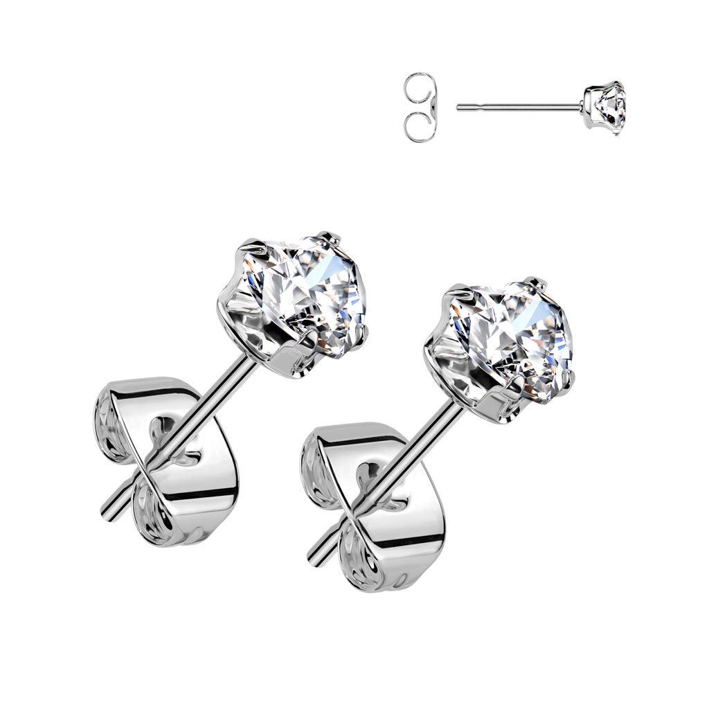 Surgical steel studs, Heart Earrings - clear heart studs (three sizes)