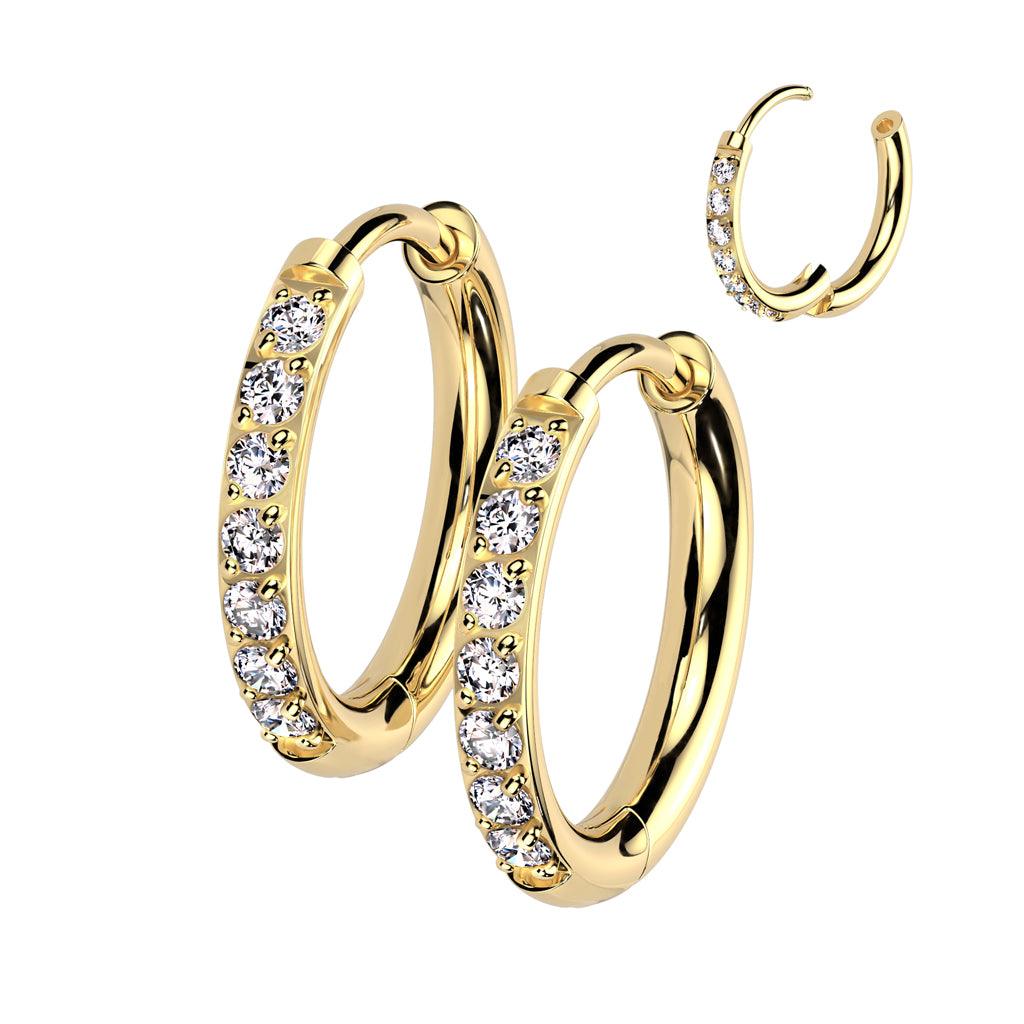 Titanium gold glitter rings, Titanium Hoops