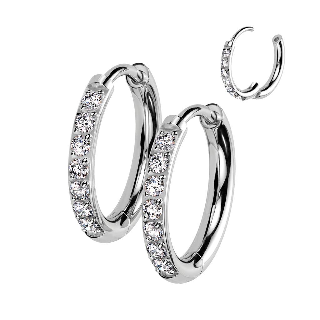 Titanium silver glitter rings, Titanium Hoops