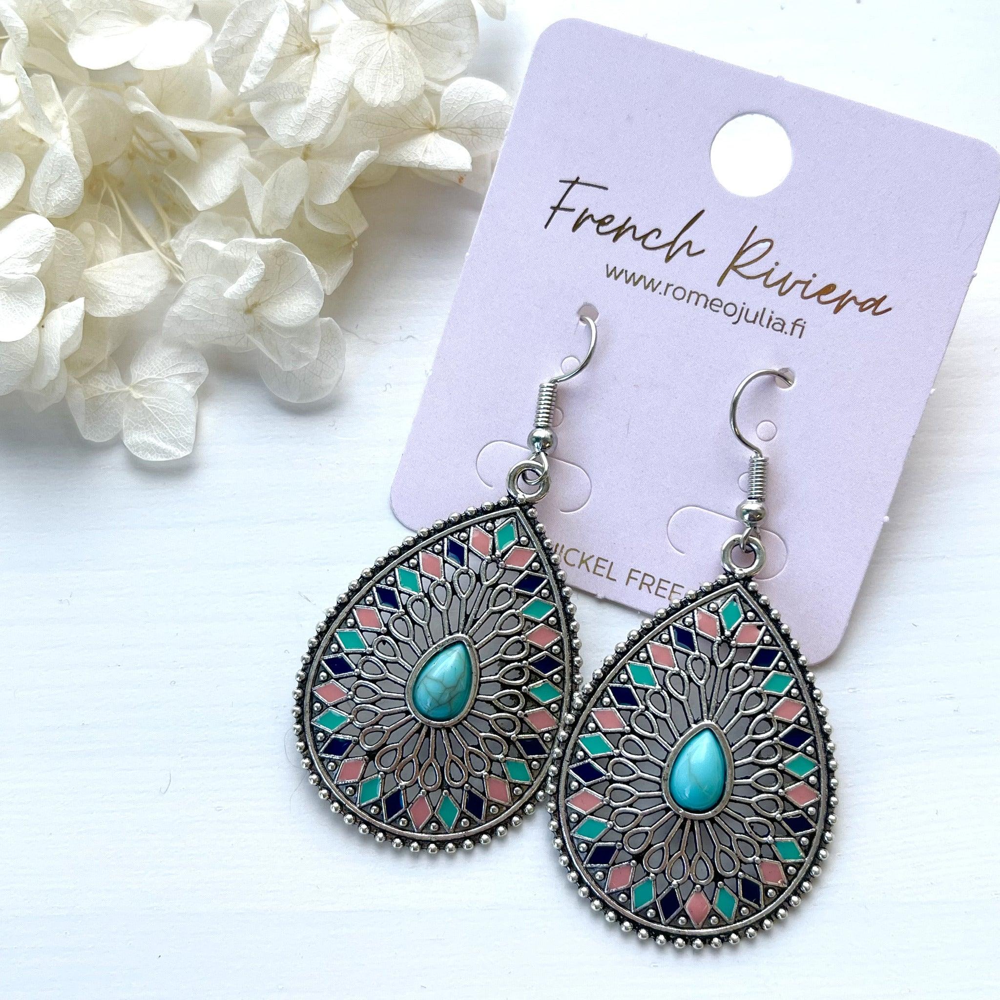 FRENCH RIVIERA|Kiara bohemian earrings (antique silver, multicolor)