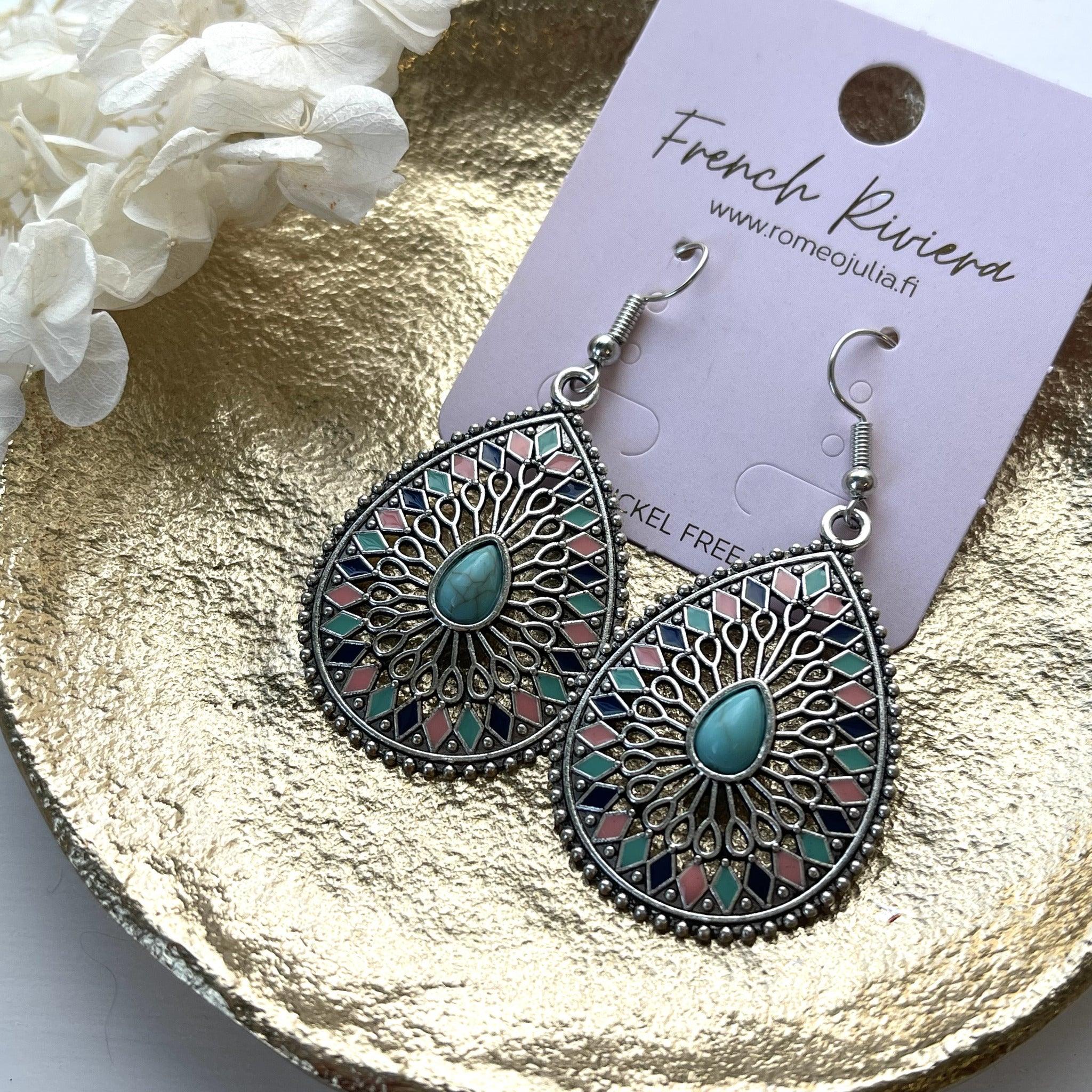 FRENCH RIVIERA|Kiara bohemian earrings (antique silver, multicolor)