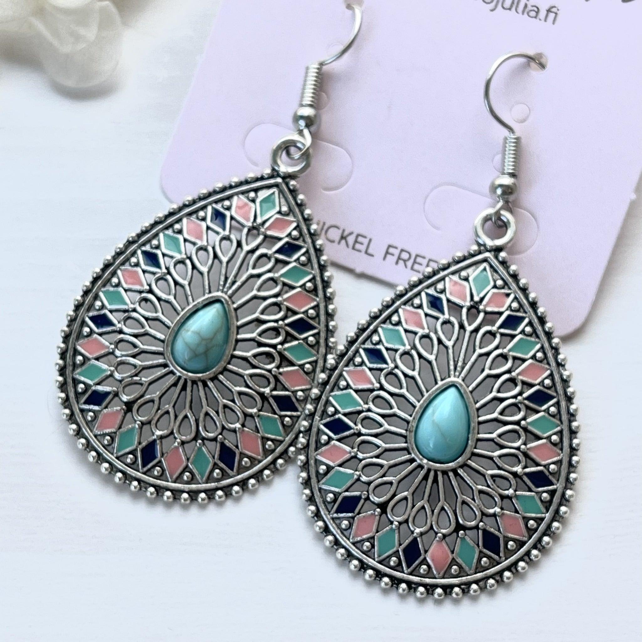 FRENCH RIVIERA|Kiara bohemian earrings (antique silver, multicolor)