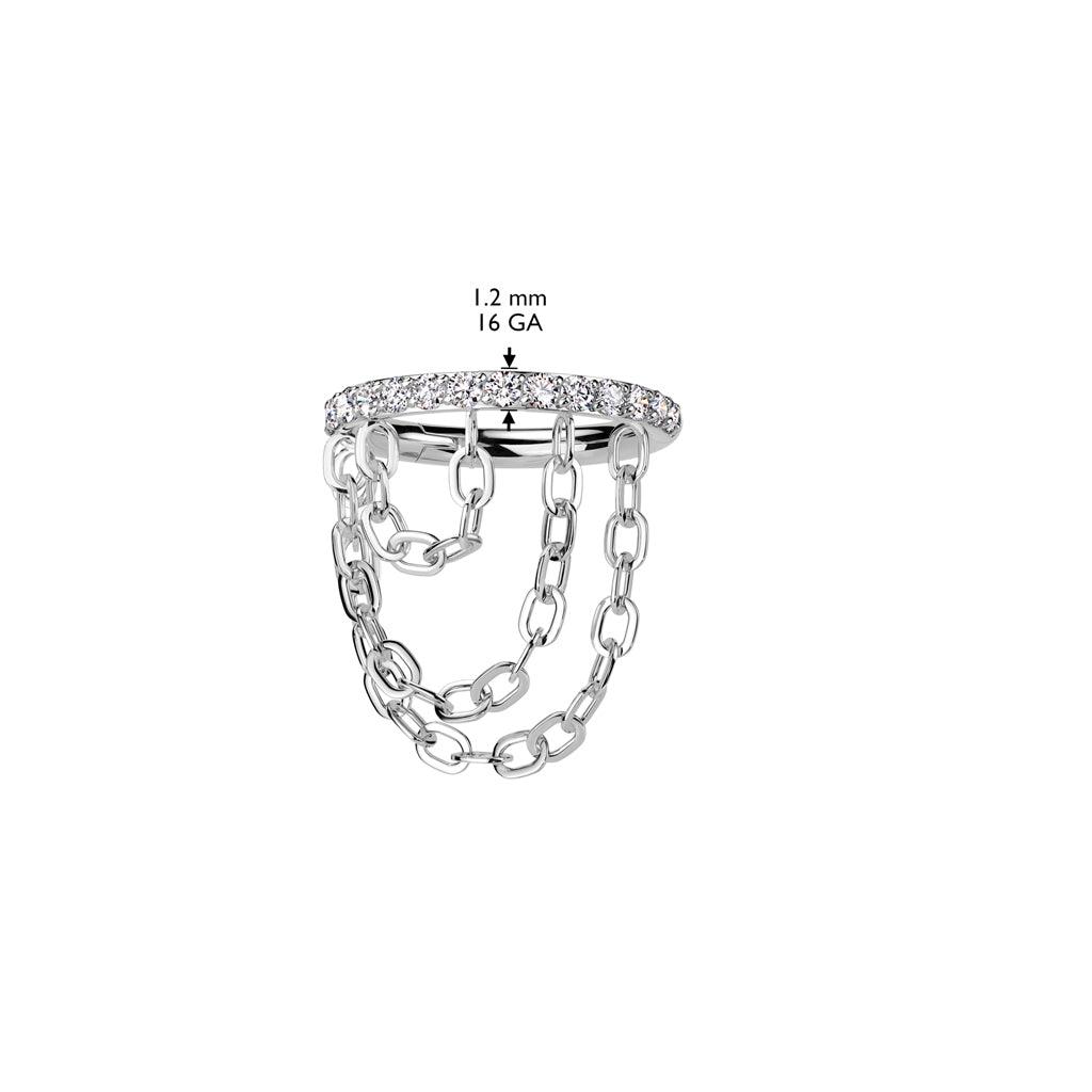 Piercing ring 1.2mm, Titanium Triple Chain -titanium clicker