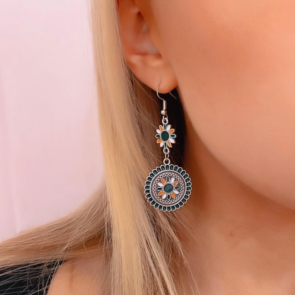 FRENCH RIVIERA|Siranna bohemian earrings (silver, multicolor)