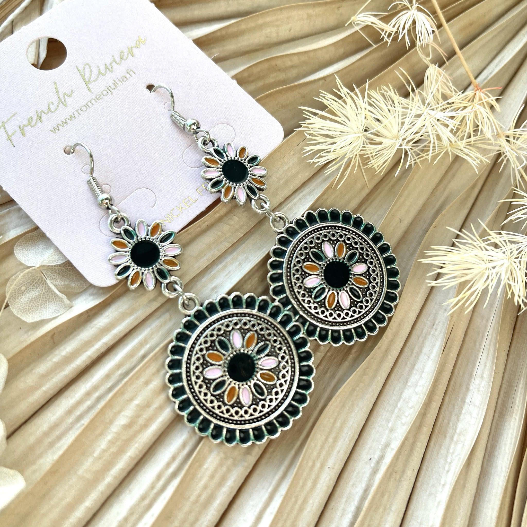 FRENCH RIVIERA|Siranna bohemian earrings (silver, multicolor)