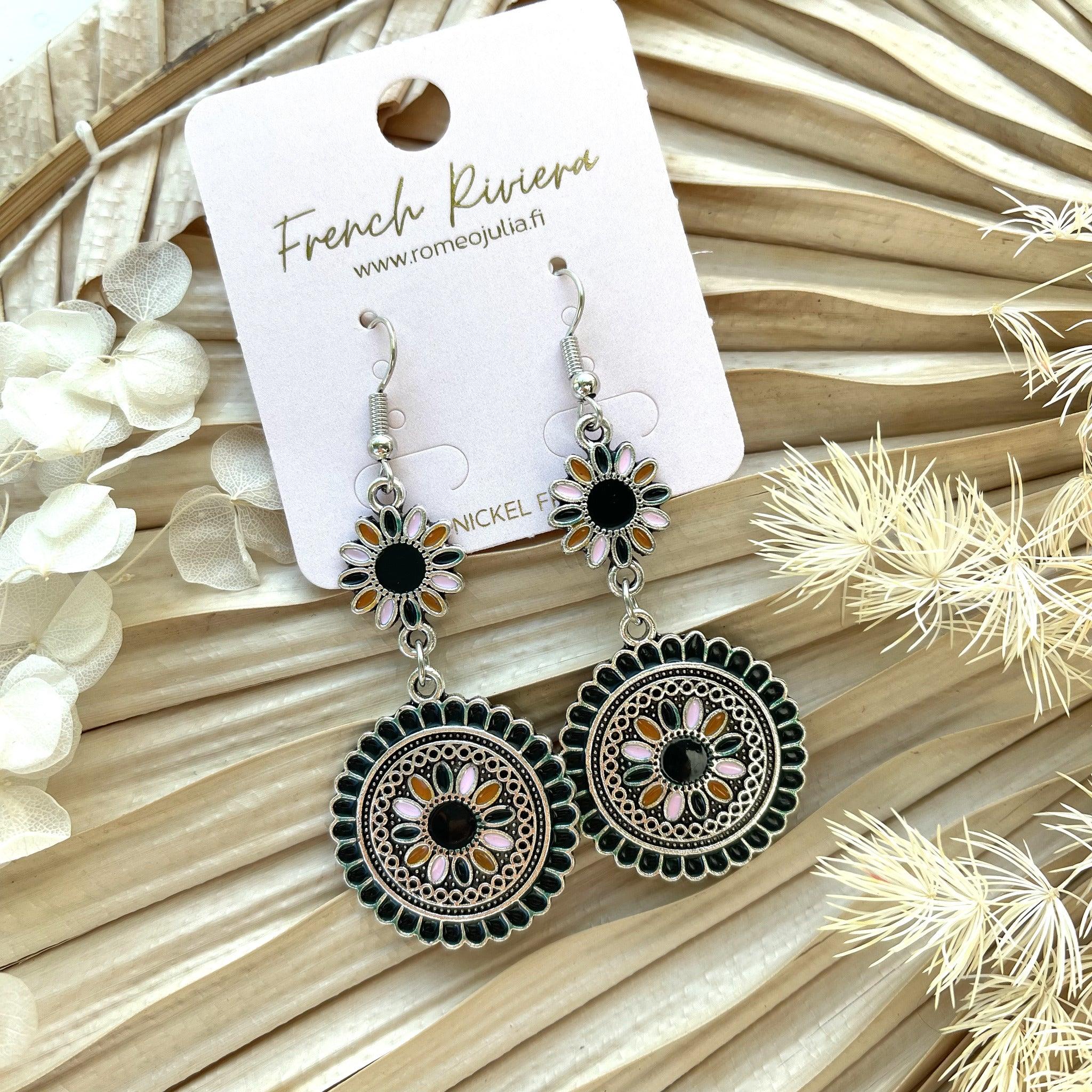 FRENCH RIVIERA|Siranna bohemian earrings (silver, multicolor)