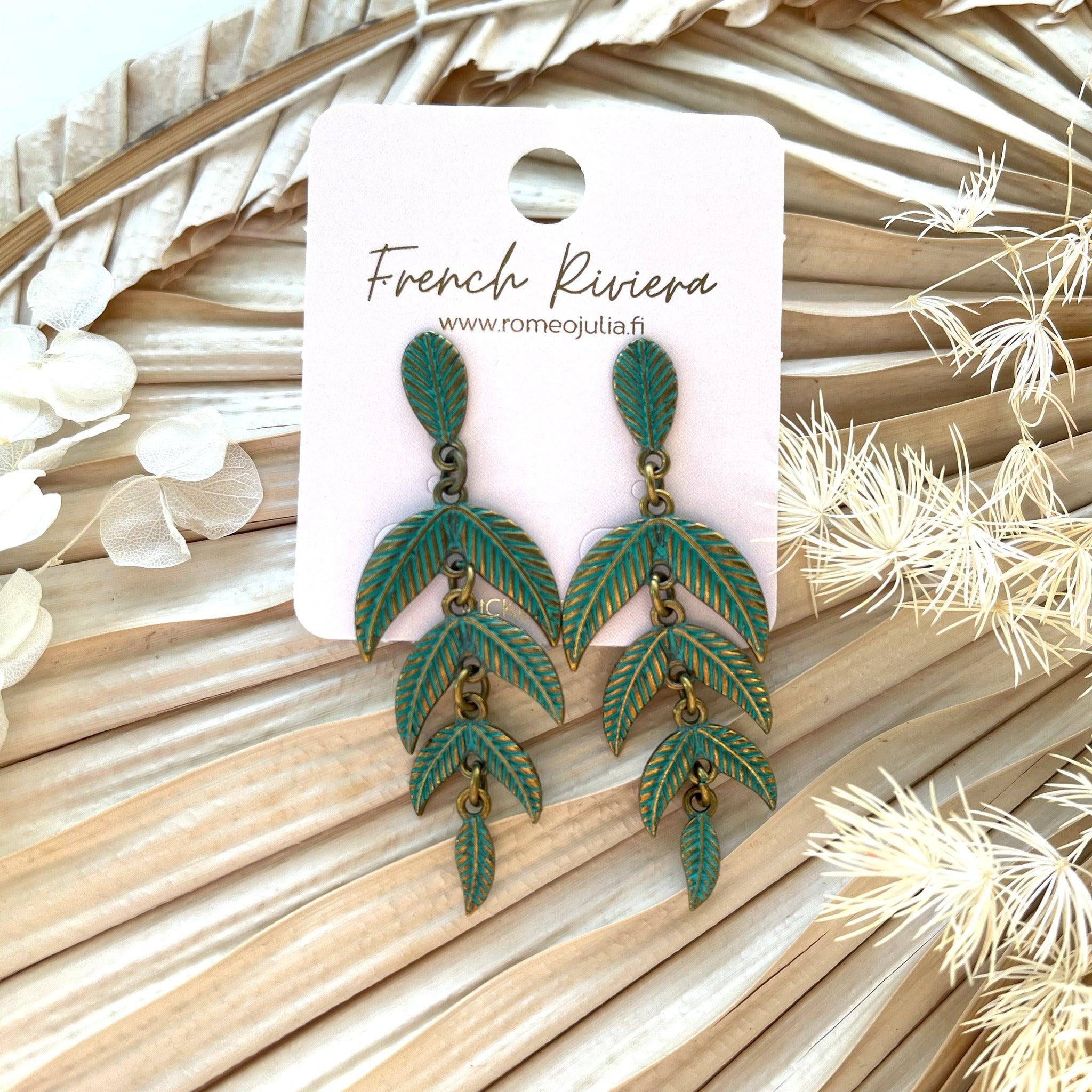 FRENCH RIVIERA|Feather - bohemian antique copper feather earrings