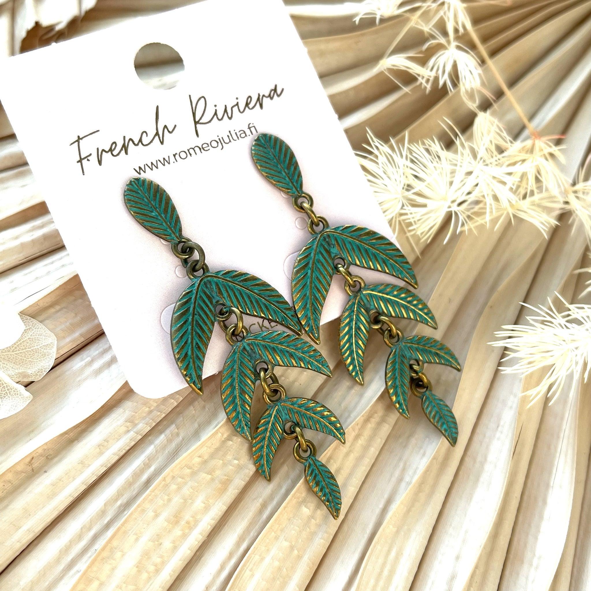 FRENCH RIVIERA|Feather - bohemian antique copper feather earrings