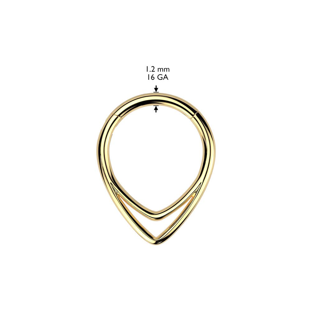 Piercing ring 1.2mm, Titanium Chevron Line Gold -titanium clicker