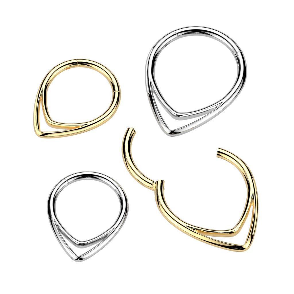 Piercing ring 1.2mm, Titanium Chevron Line -titanium clicker