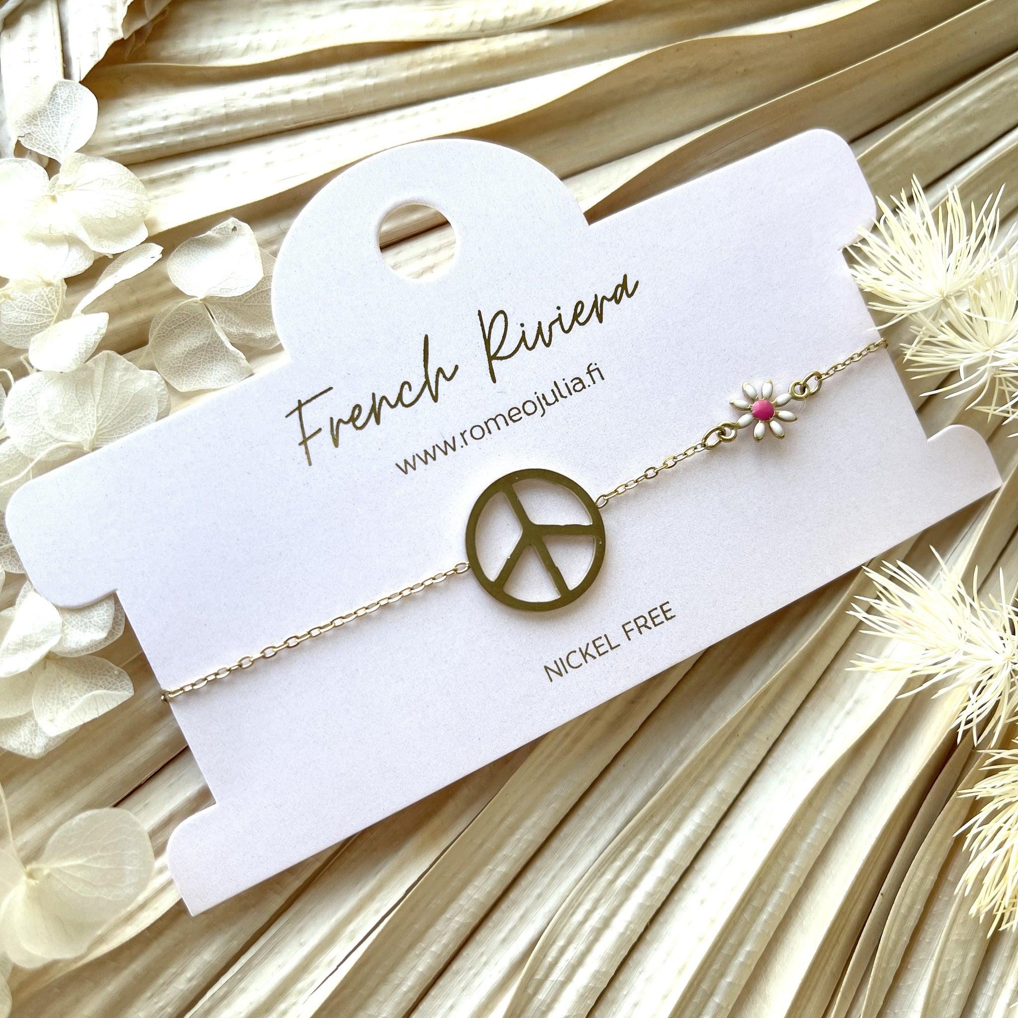 FRENCH RIVIERA|Peace bracelet made of surgical steel with white flower