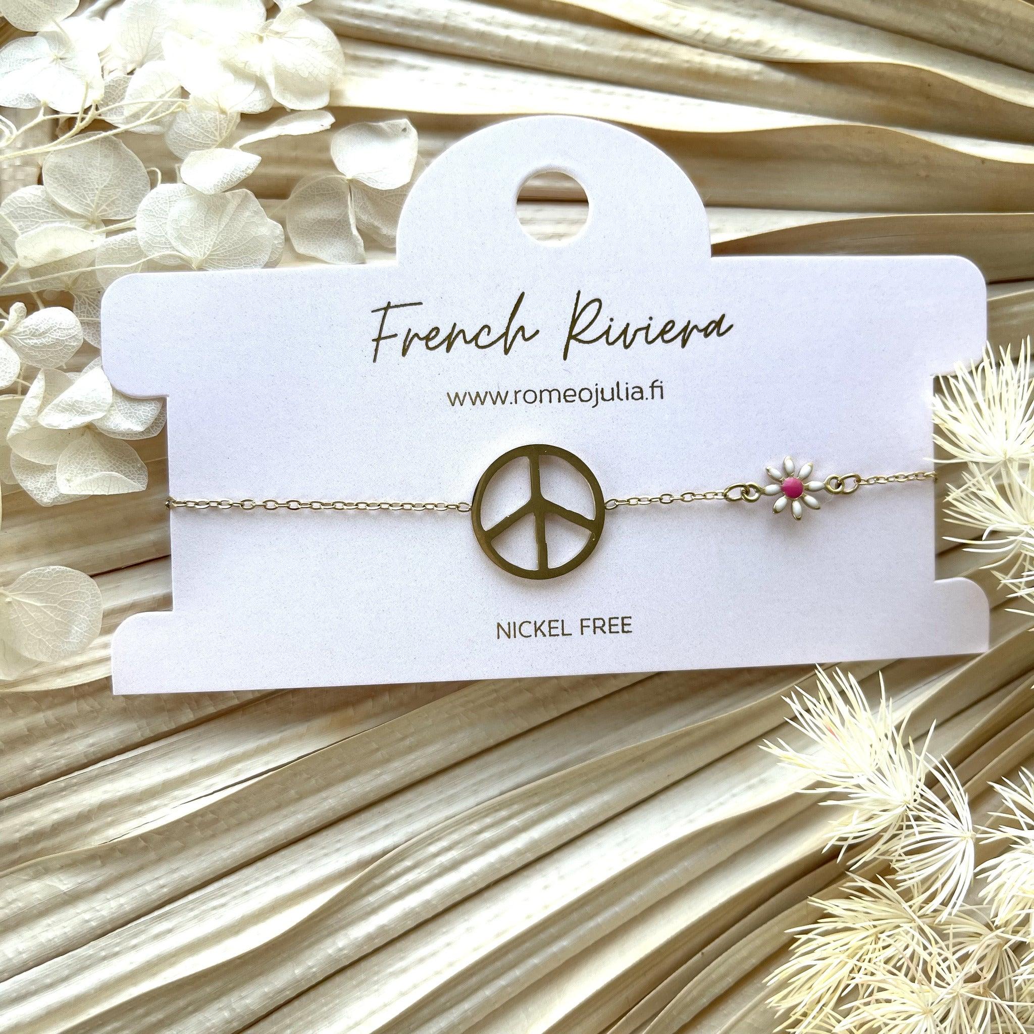 FRENCH RIVIERA|Peace bracelet made of surgical steel with white flower