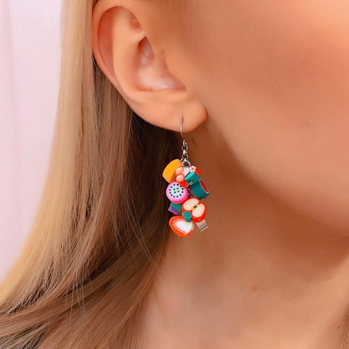 Earrings, Fruit Salad - colorful fruit salad earrings