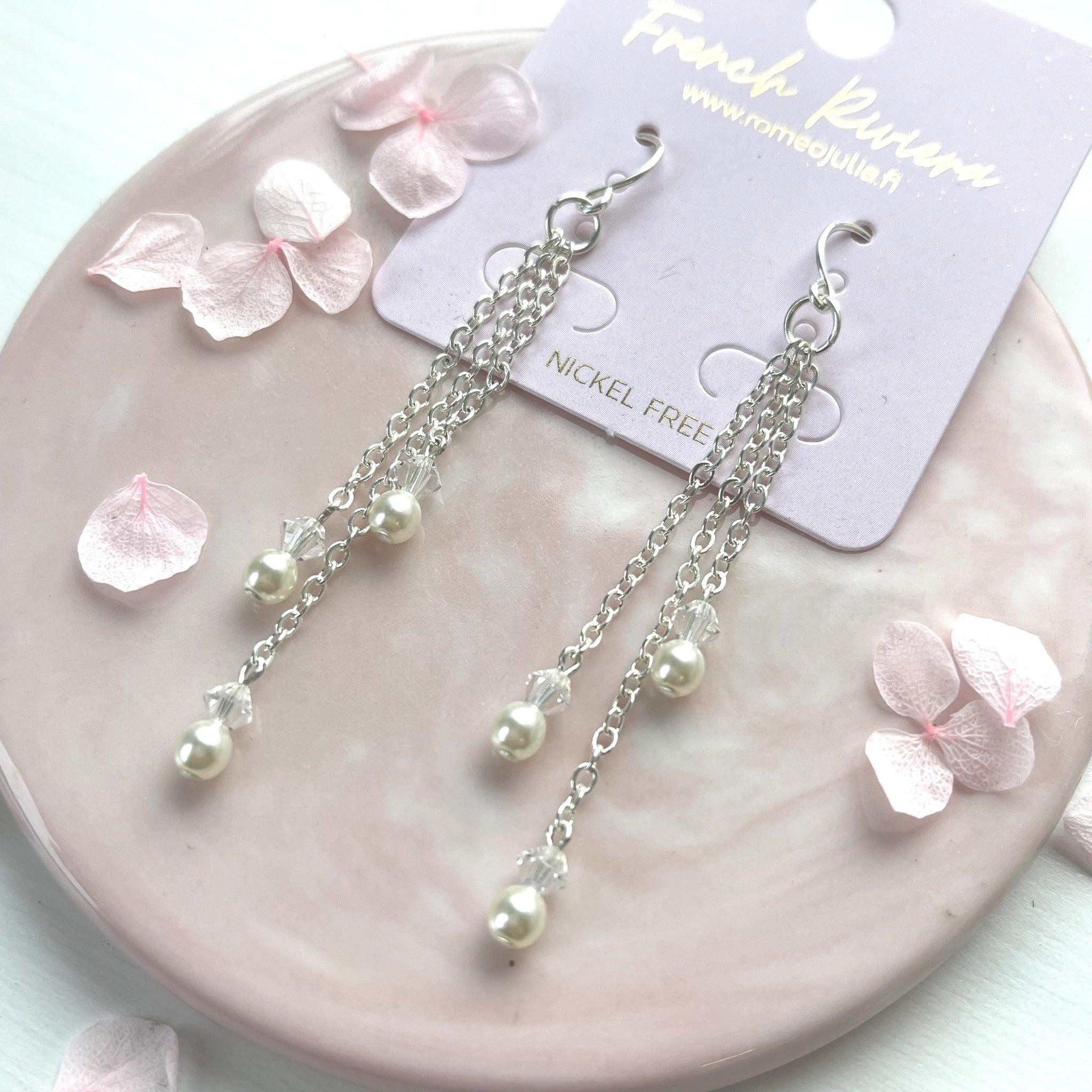 Earrings, FRENCH RIVIERA|Annabelle chain-embellished pearl earrings