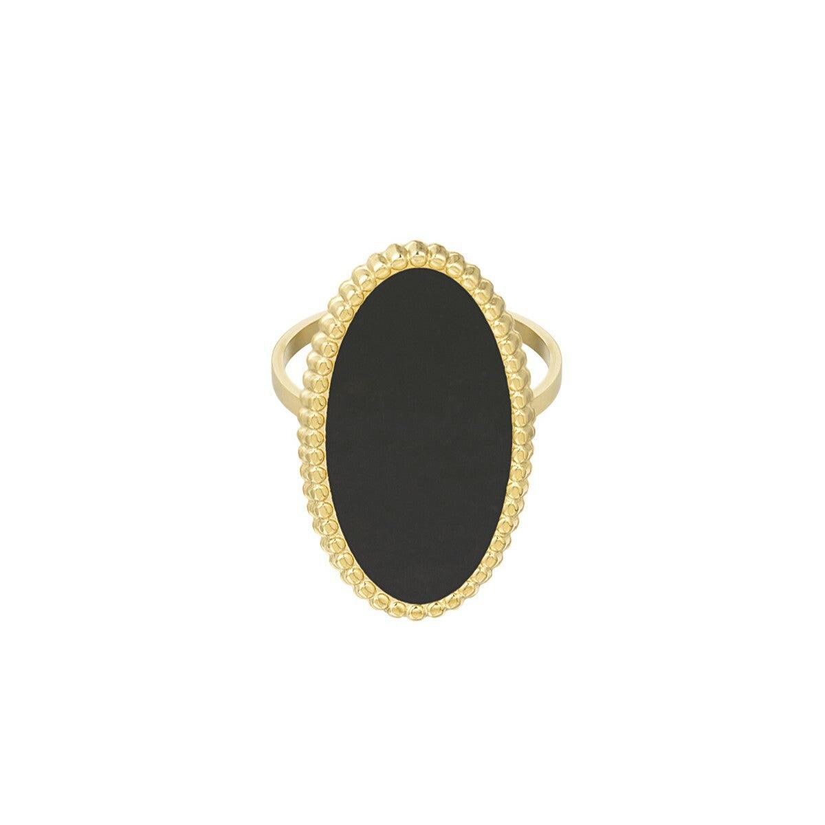 FRENCH RIVIERA |Beata Ring in Black - surgical steel ring with stones